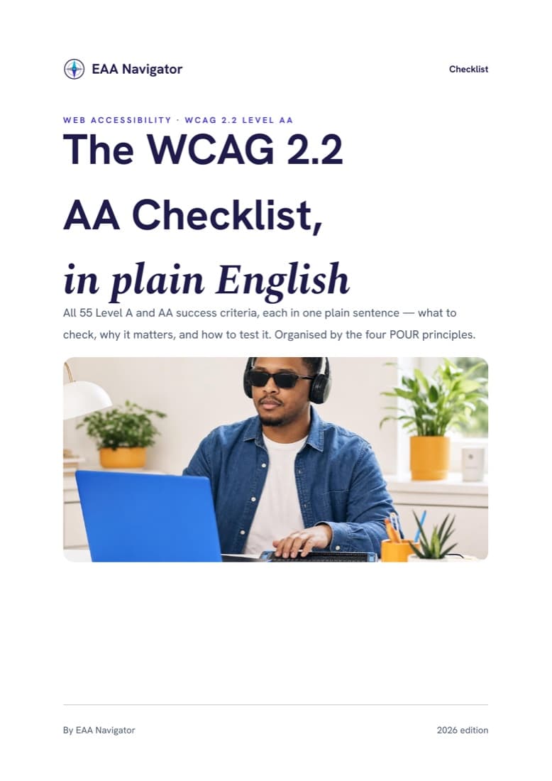 Cover of the WCAG 2.2 AA Checklist PDF